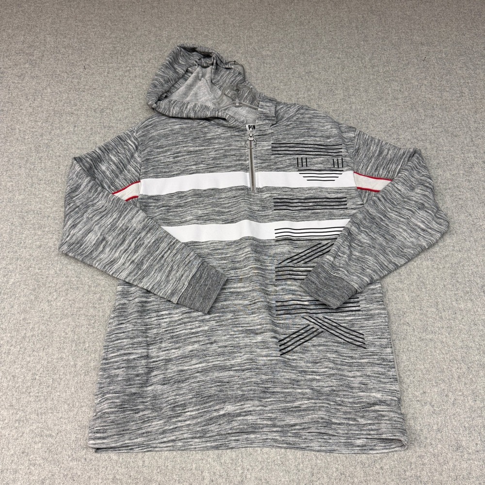 Pink Victoria's Secret Hoodie Small Gray Space Dye Quarter Zip Graphic Pullover